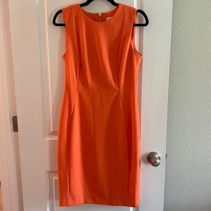 Orange Calvin Klein Size 8 Sheath Dress
